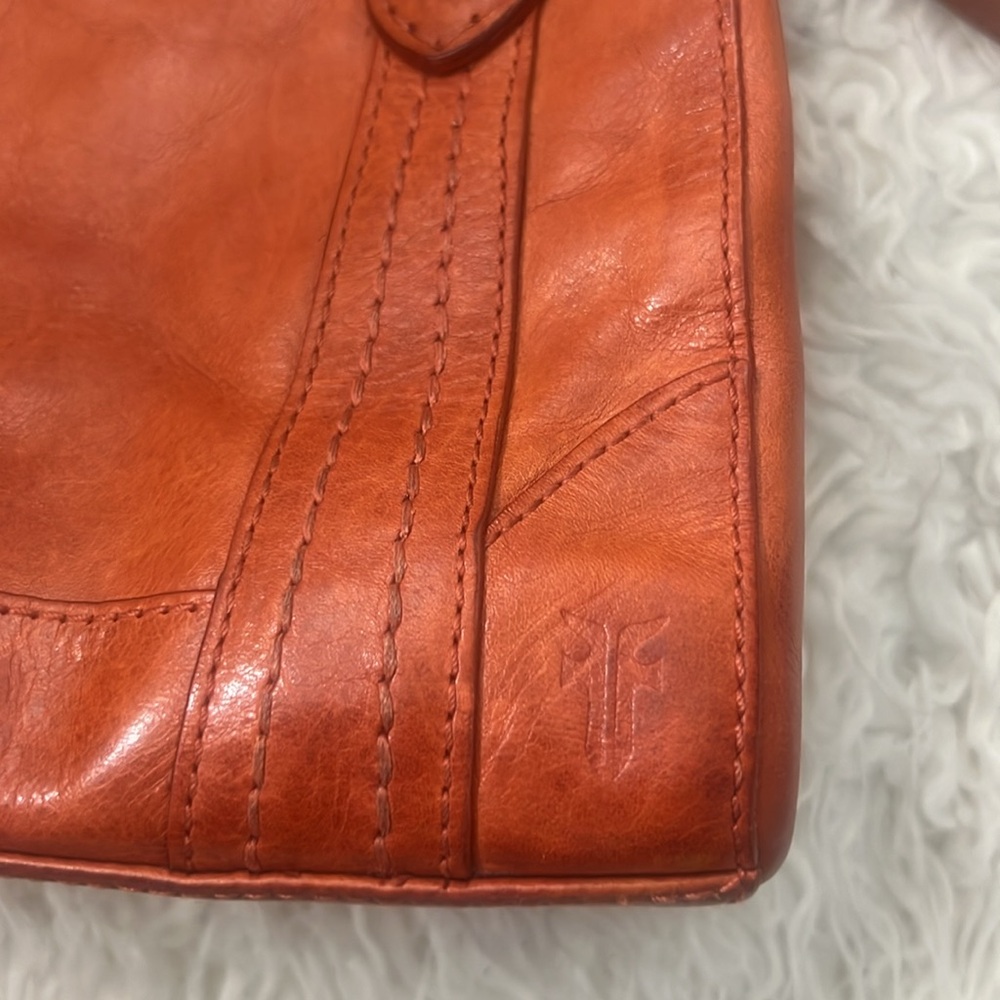 FRYE Melissa Burnt Orange Mini Crossbody Leather Handbag - Picture 7 of 14